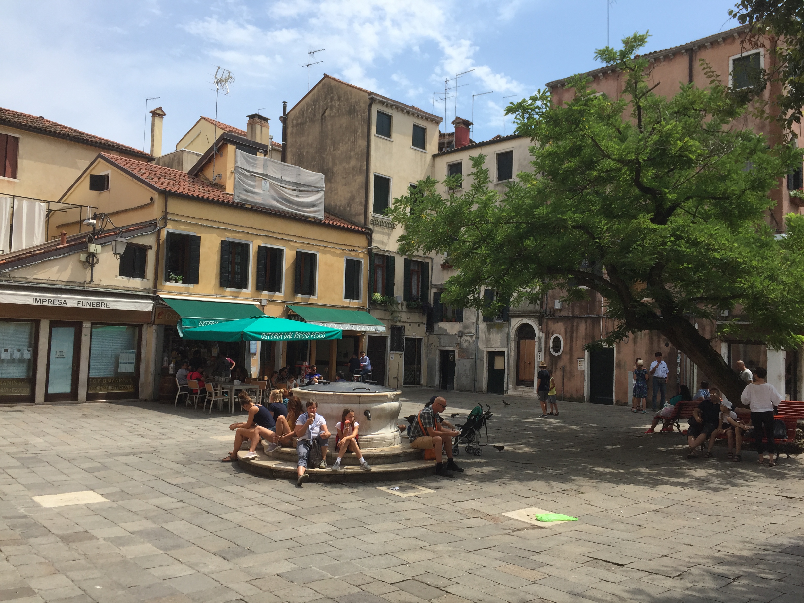 Group of tourists during a walking tour in Venice